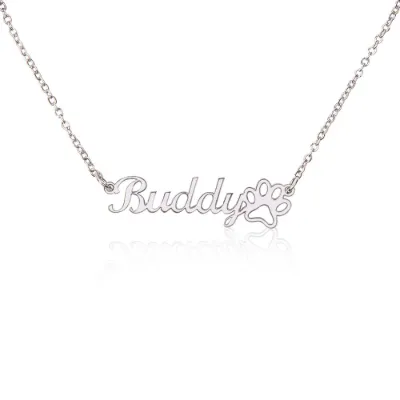 Classic Paw Print Name Necklace